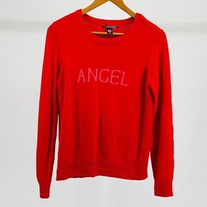 NWT Victoria’s Secret Red Knit Y2K Romantic Graphic Angel Sweater